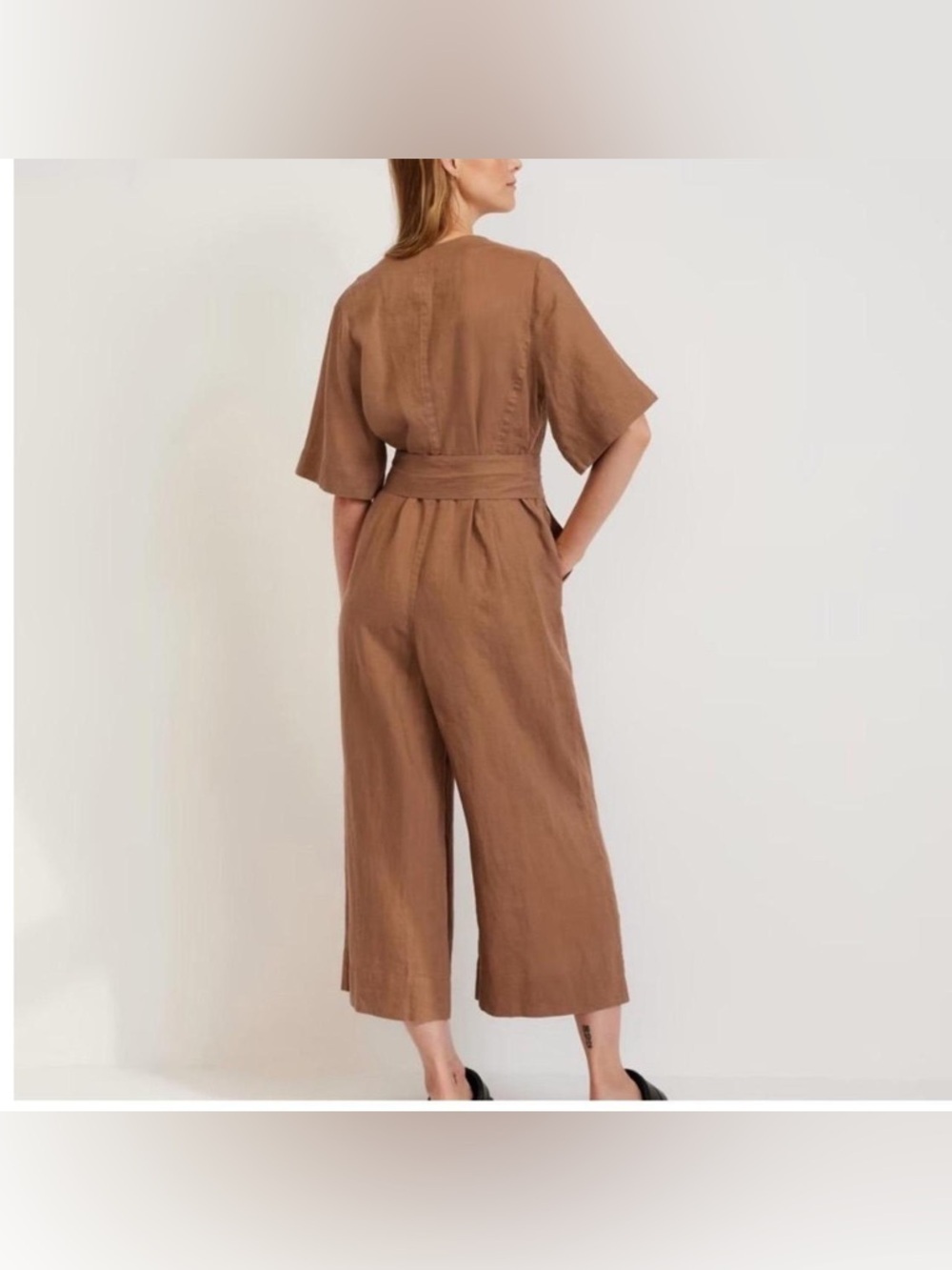 Everlane The Wrap Jumpsuit – Carob Brown 100% breathable linen boho silhouette 8 - Picture 2 of 13